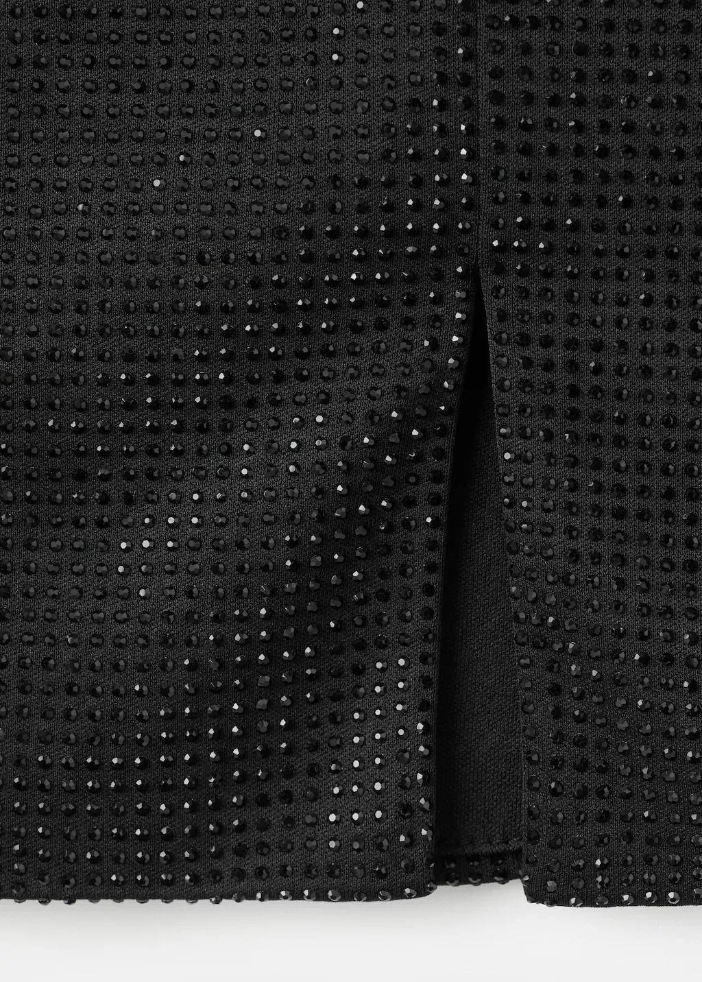 Black Strass Slit Skirt, Black, large image number 1