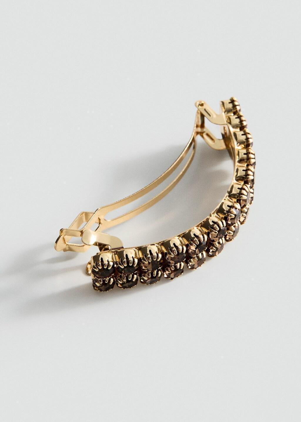 Gold Crystal Hair Barrette, Gold, large image number 0