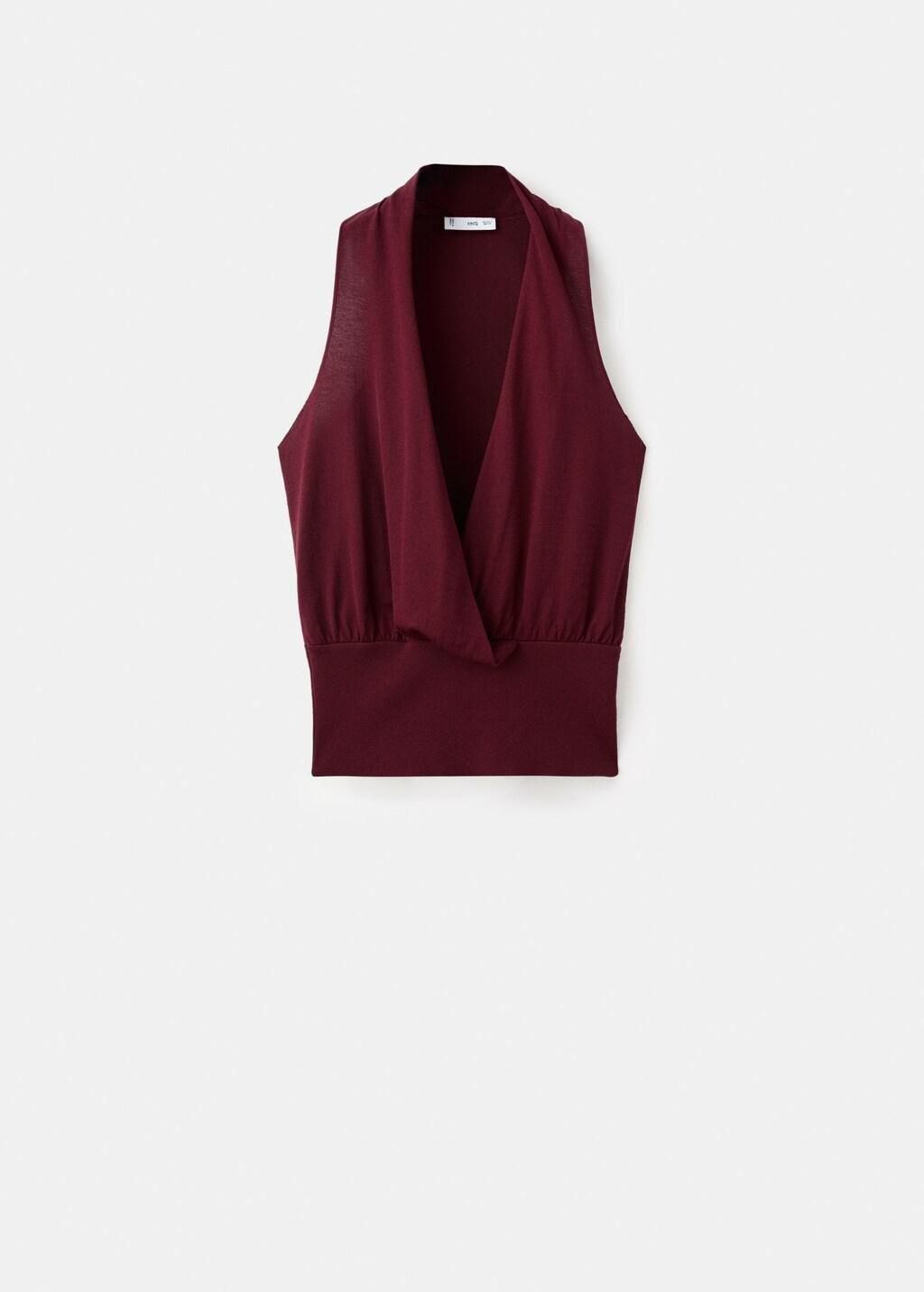 BROWN V-neck knitted top, Brown, large image number 7