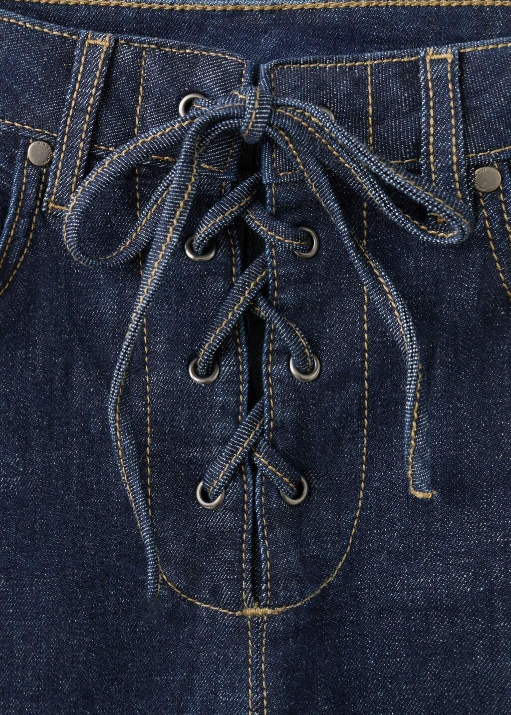 Blue Flare Jeans With Drawstrings, Open Blue, large image number 1