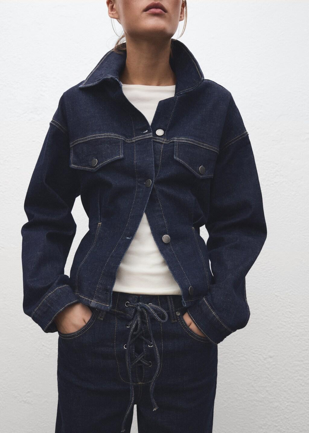 Blue Flare Jeans With Drawstrings, Open Blue, large image number 5