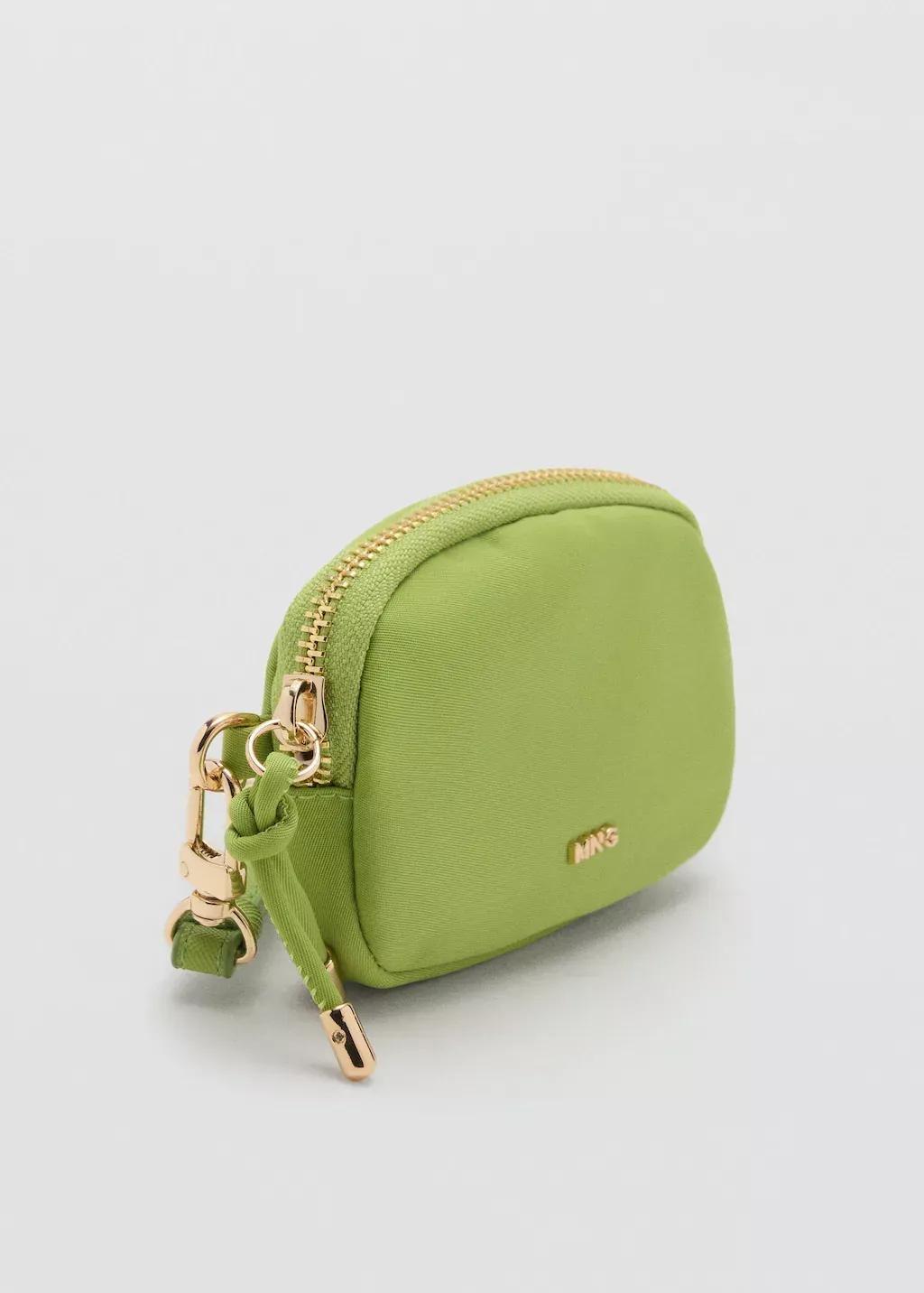 Green Nylon Purse With Zip, Bright Yellow, large image number 0
