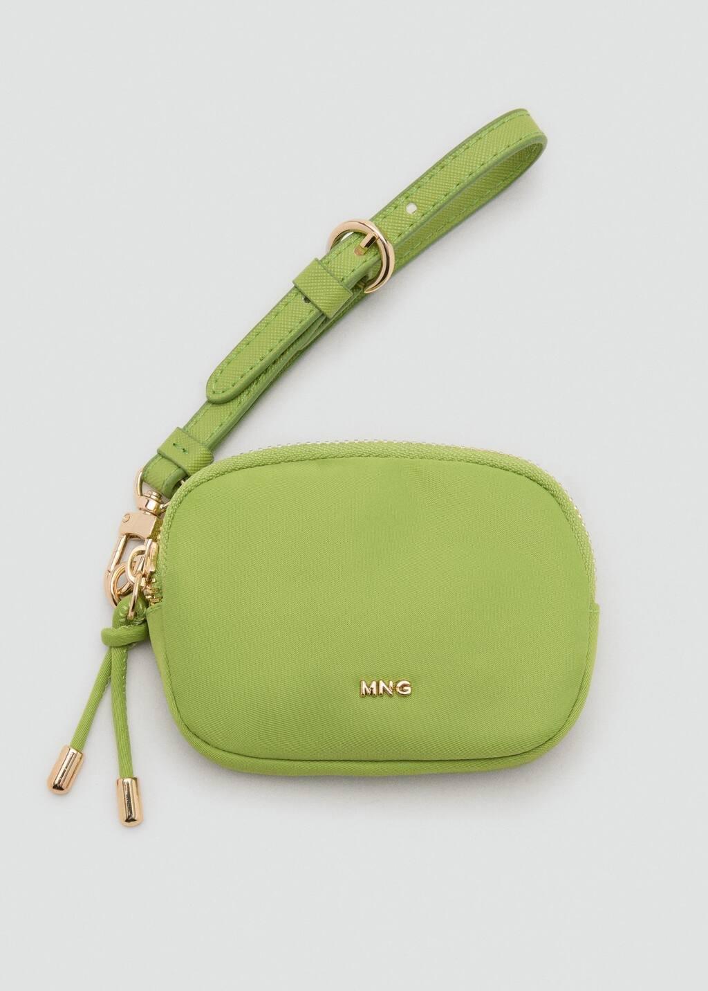 Green Nylon Purse With Zip, Bright Yellow, large image number 1