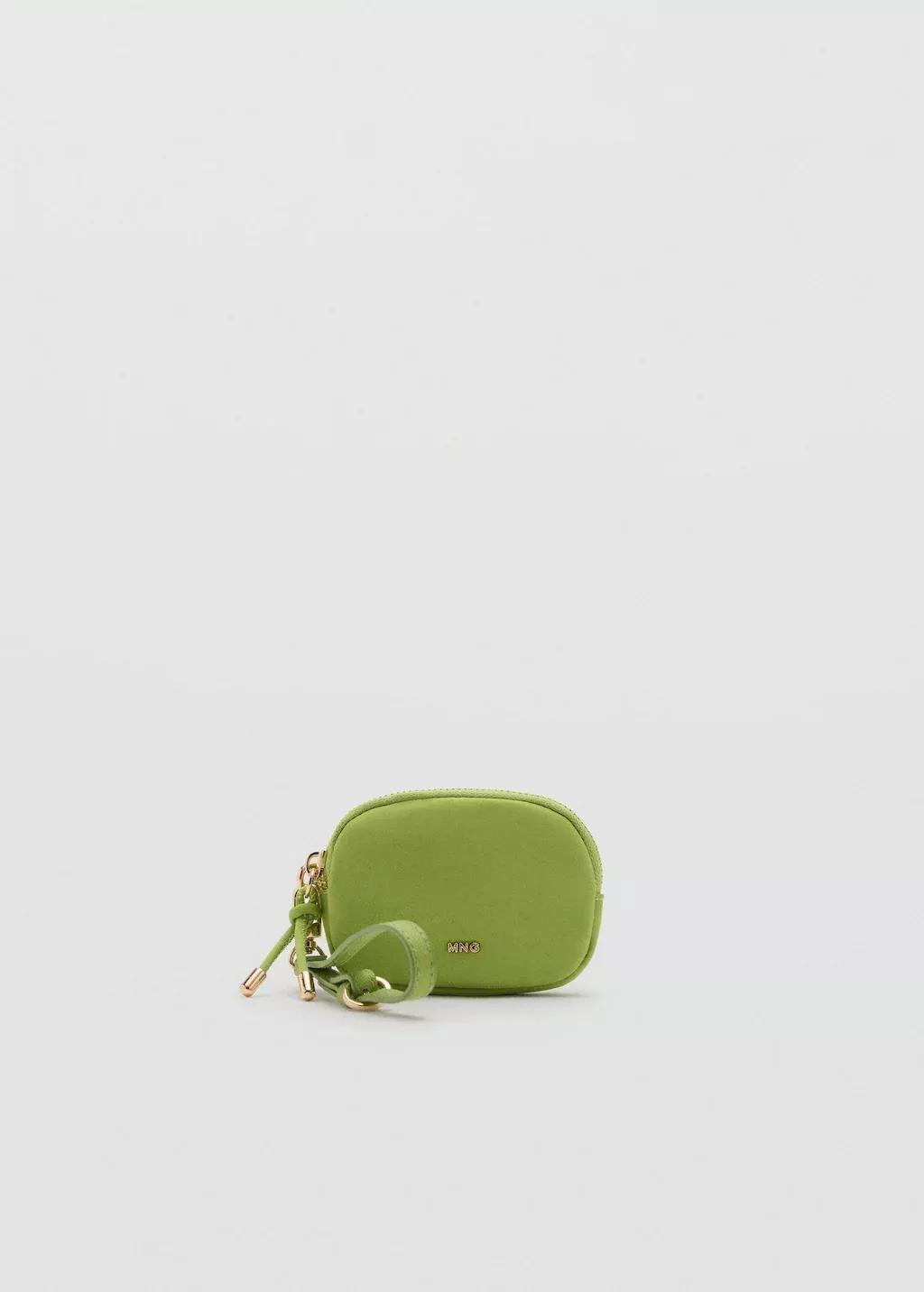 Green Nylon Purse With Zip, Bright Yellow, large image number 3