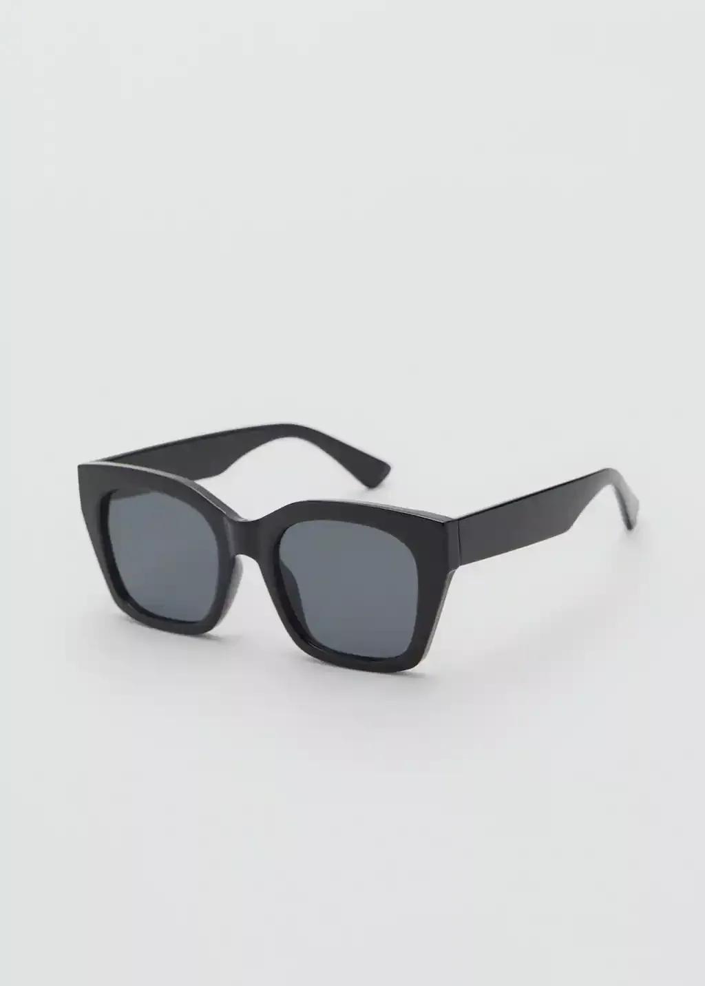 Black Squared Frame Sunglasses, Black, large image number 0