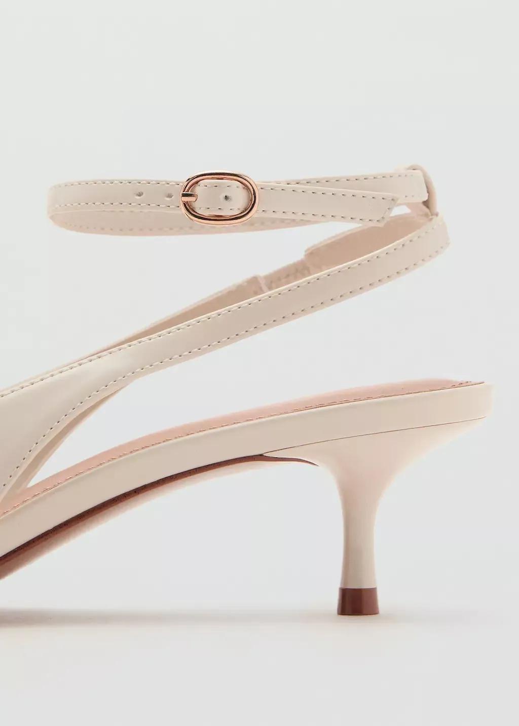 Beige Kitten-Heel Pointed Shoes, , large image number 1