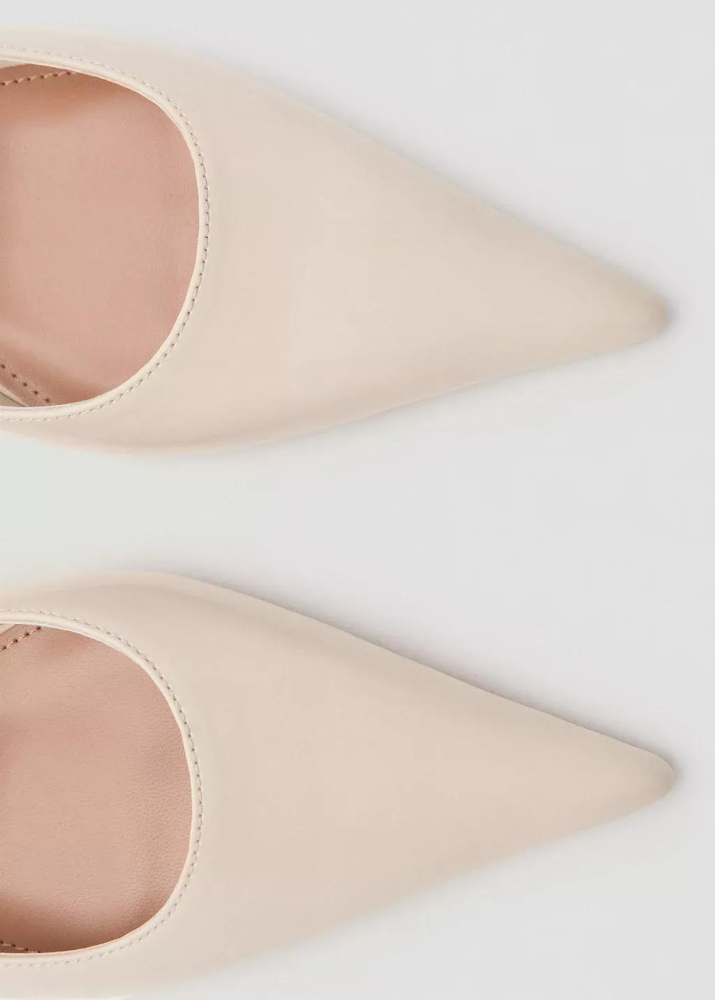 Beige Kitten-Heel Pointed Shoes, , large image number 2