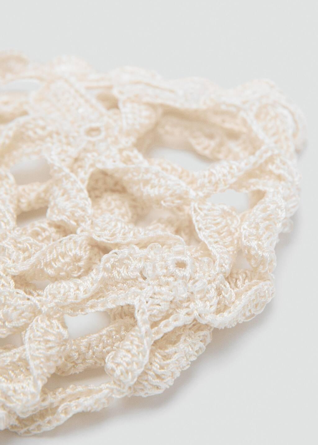 Beige Crochet Hat With Star Design, Light Beige, large image number 1