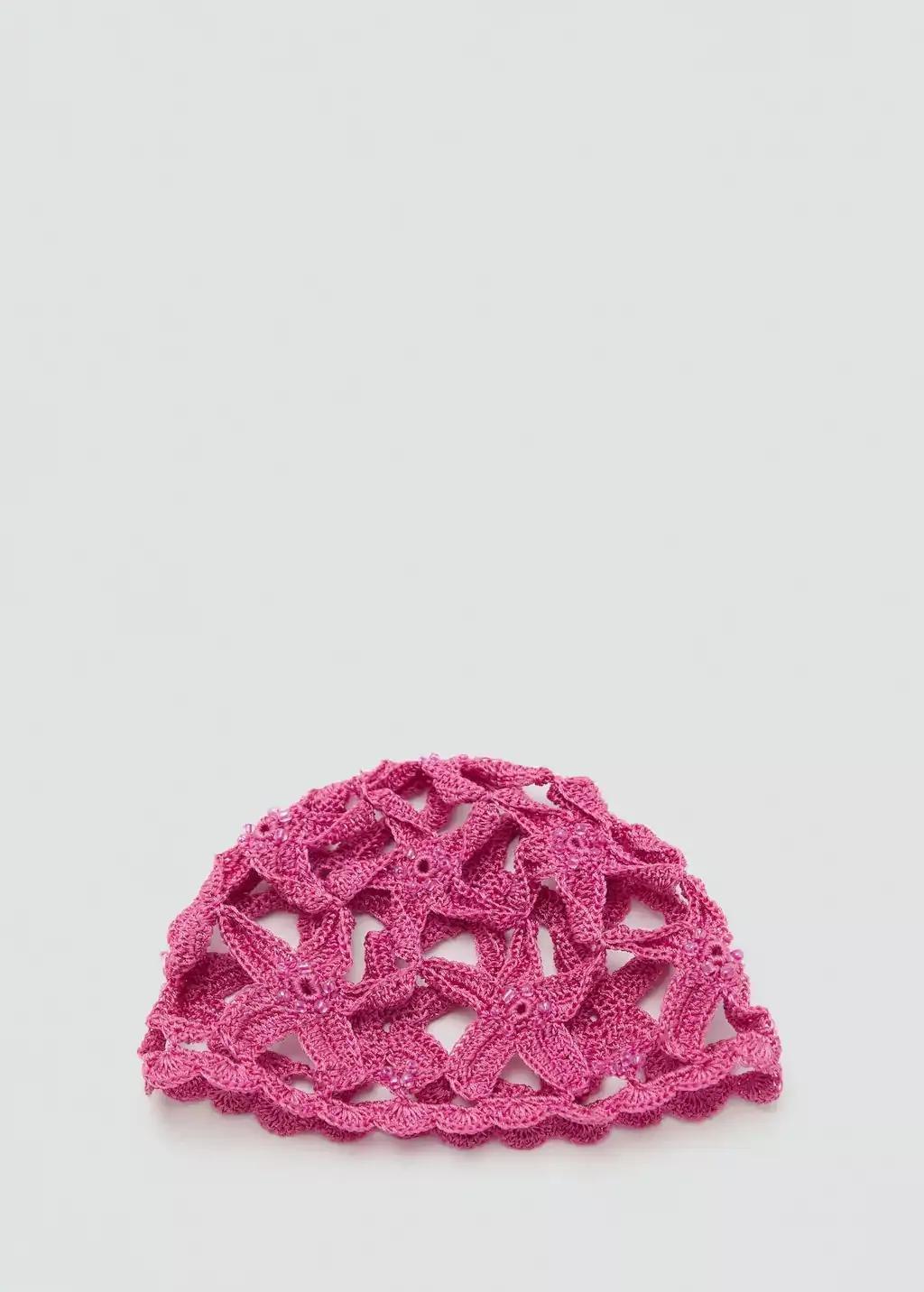 Pink Crochet Hat With Star Design, Pink, large image number 2