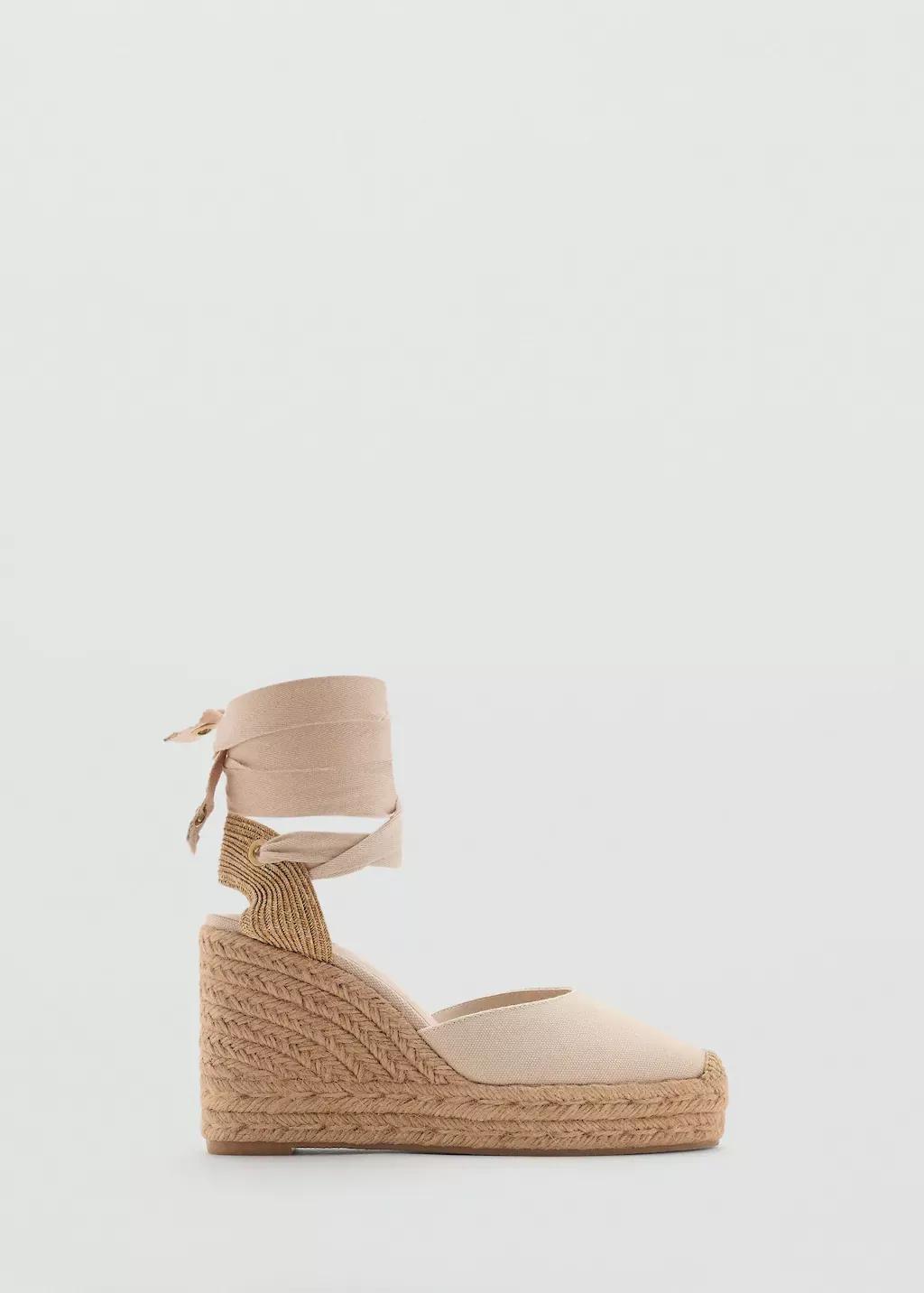 Beige Combined Tied Wedges, , large image number 3