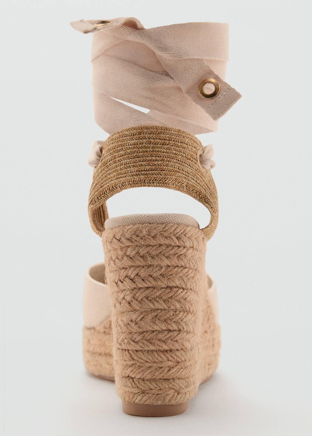 Beige Combined Tied Wedges, , large image number 4