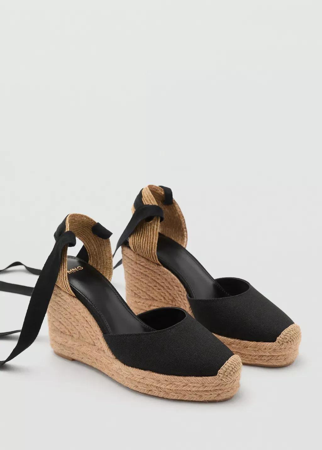 Black Combined Tied Wedges, , large image number 0