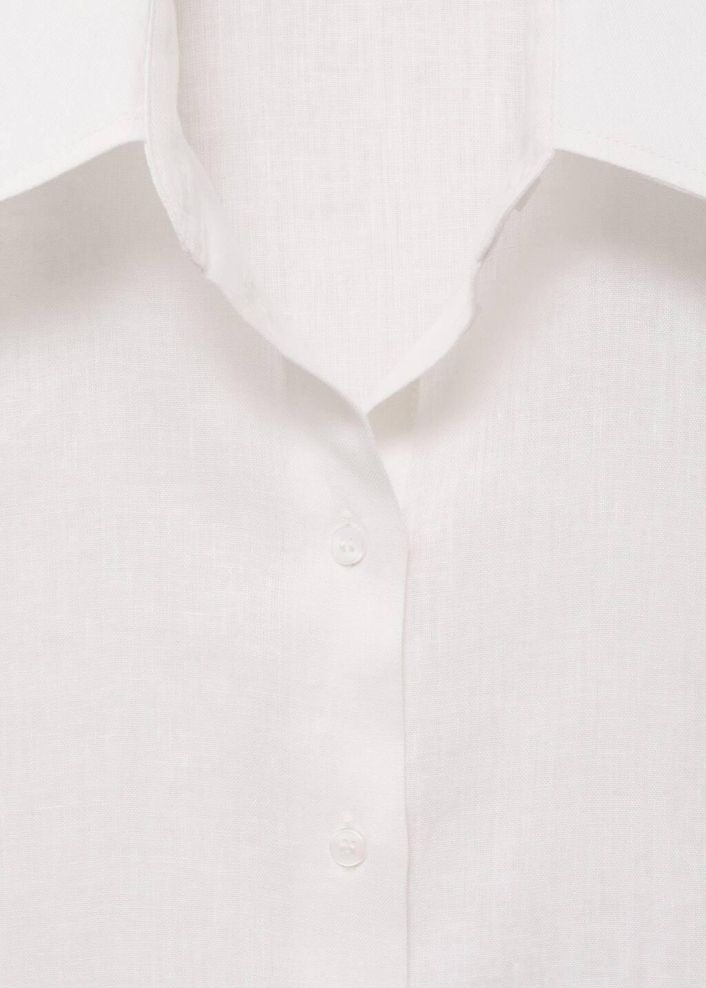 White Short Sleeve Linen-Blend Shirt, , large image number 6