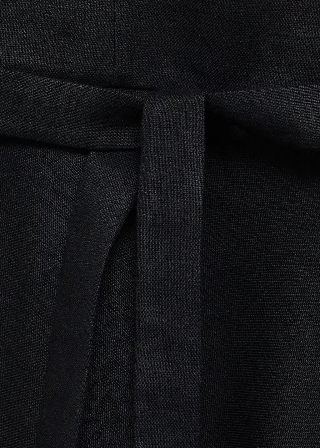 Black Bow Linen-Blend Dress, , large image number 4