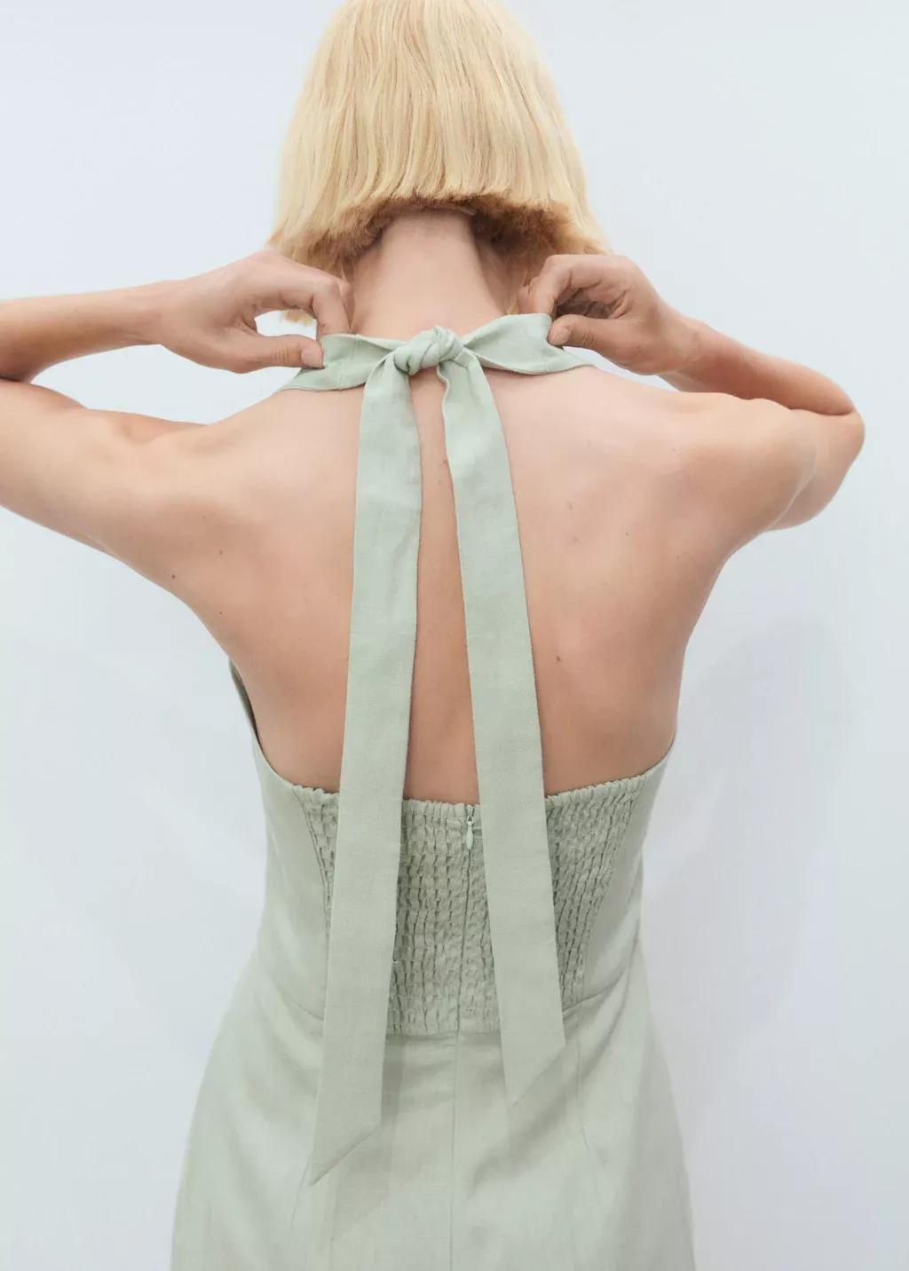 Green Linen Halter Jumpsuit, , large image number 4