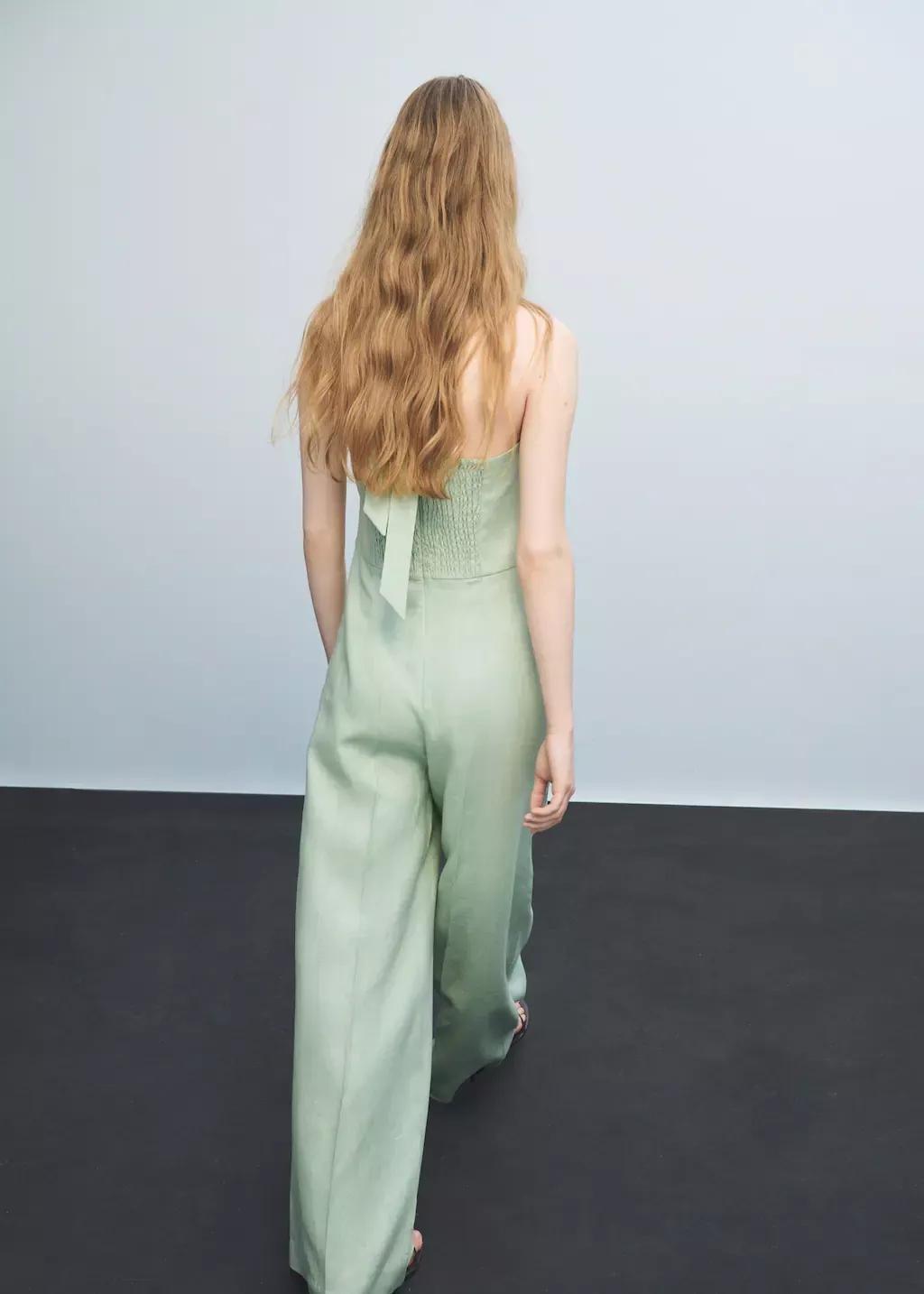 Green Linen Halter Jumpsuit, , large image number 5