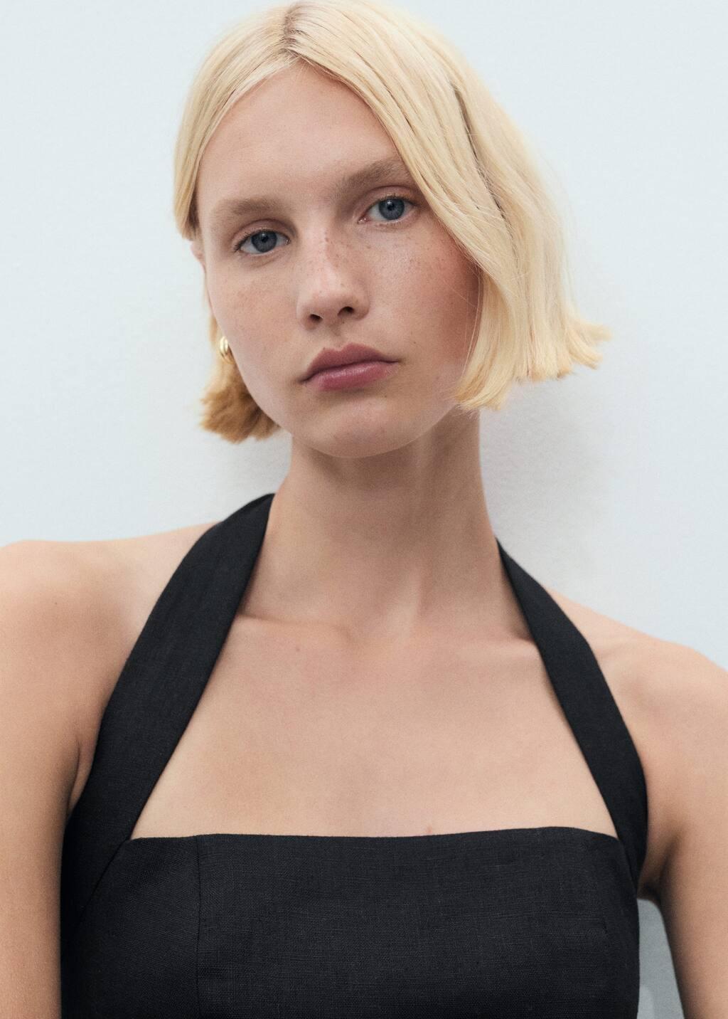 Black Linen Halter Jumpsuit, , large image number 1
