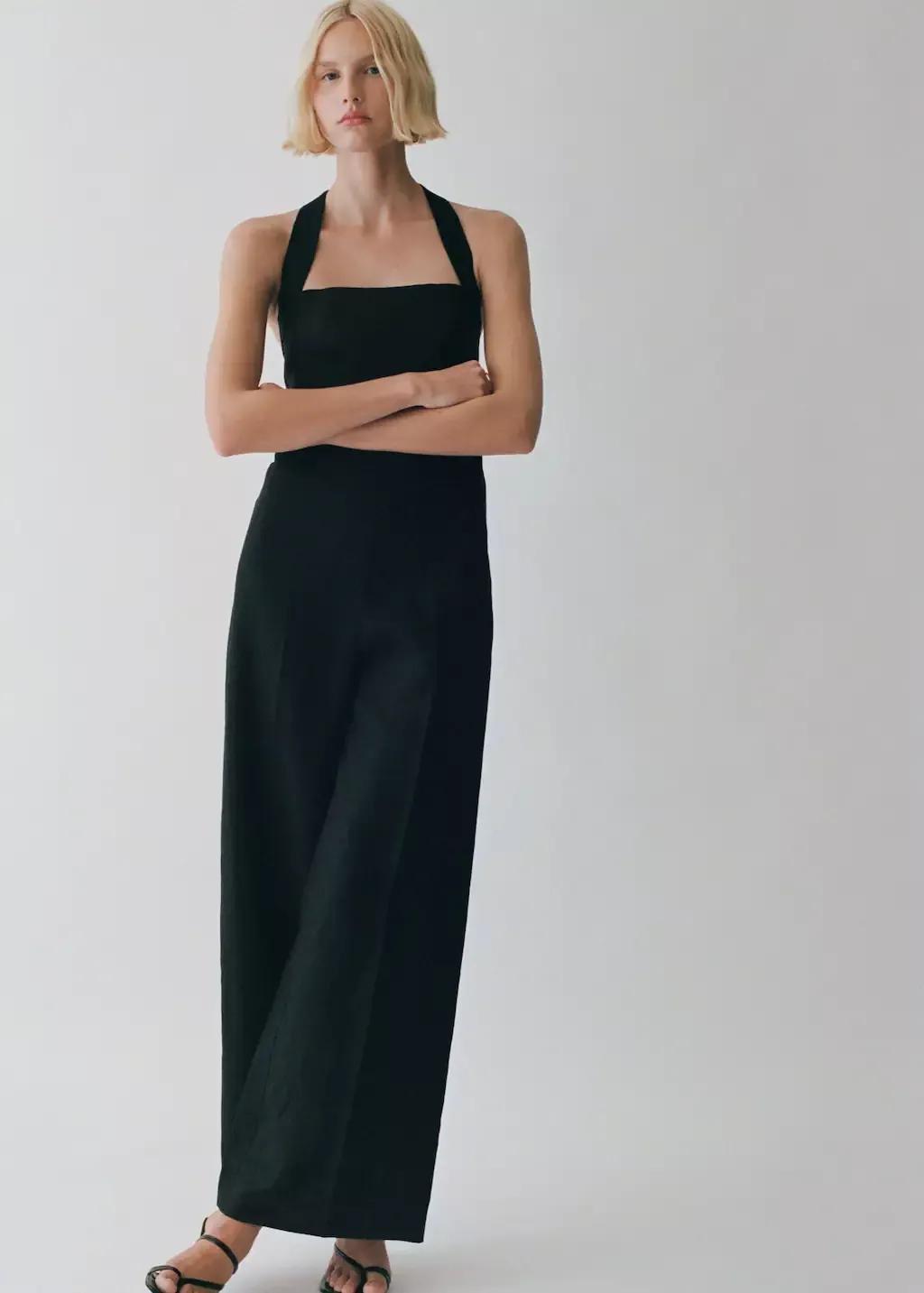 Black Linen Halter Jumpsuit, , large image number 4