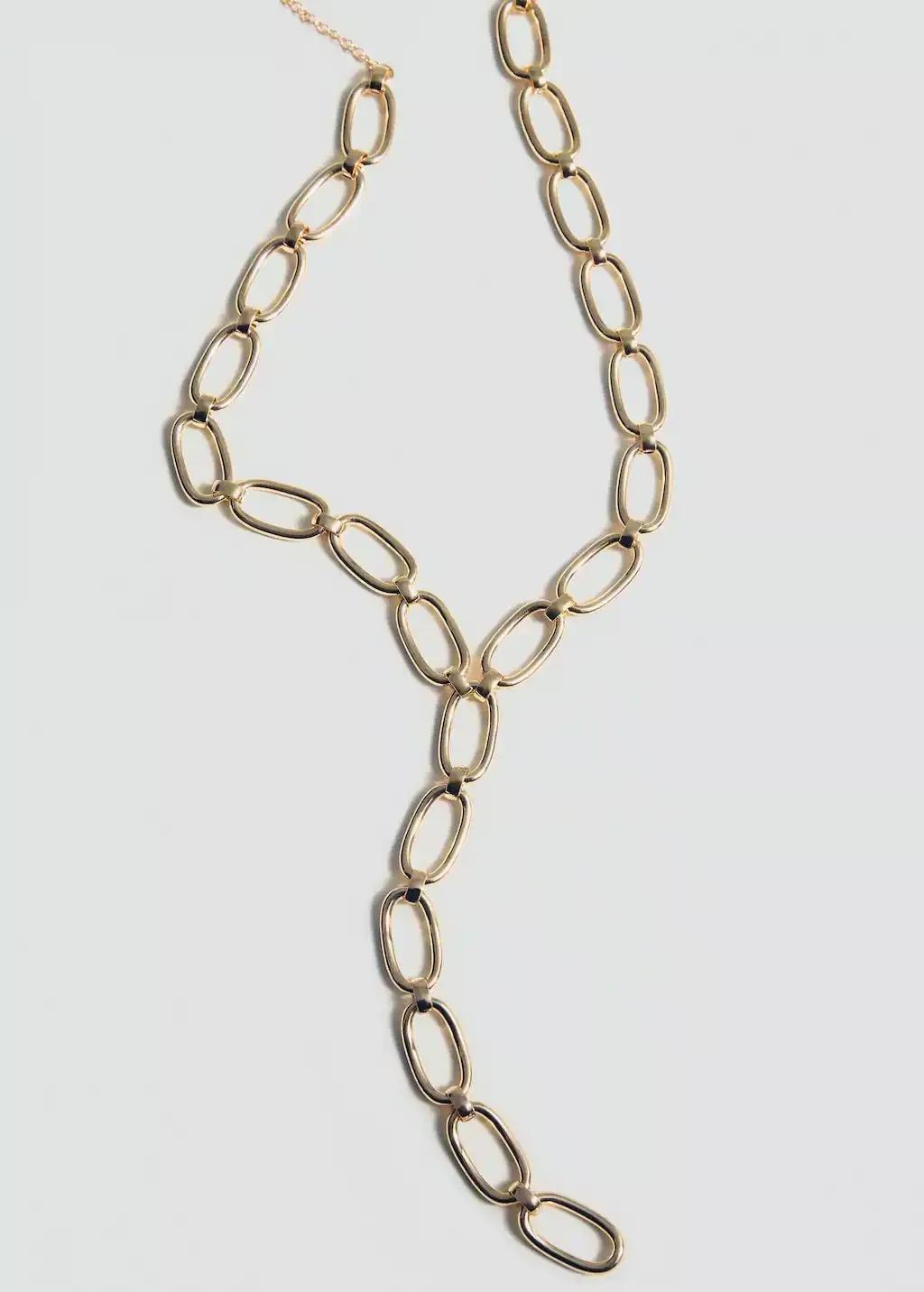 Gold Lariat-Design Necklace, Gold, large image number 1