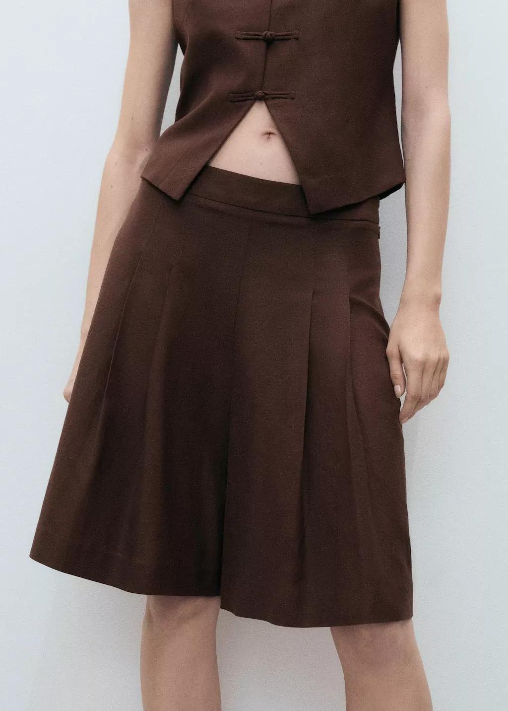 Brown Linen-Blend Suit Bermuda Shorts, , large image number 0