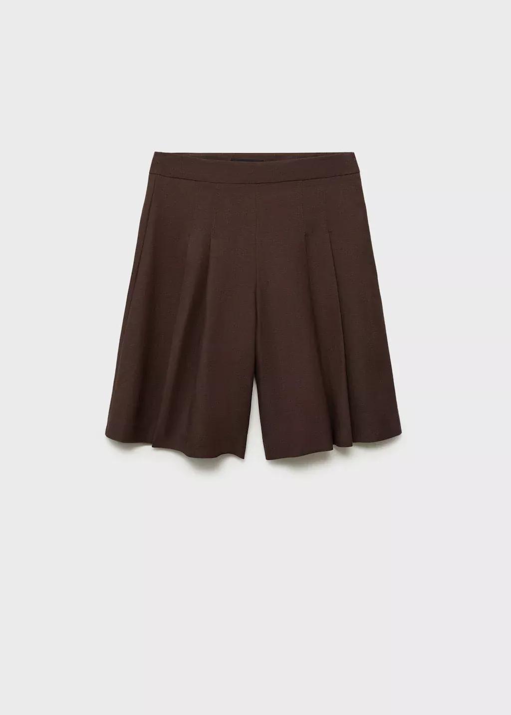 Brown Linen-Blend Suit Bermuda Shorts, , large image number 3