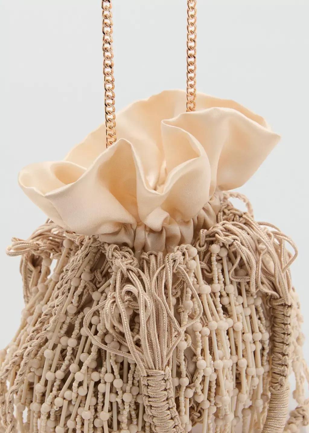 LIGHT BEIGE Beaded handbag, Light Beige, large image number 1