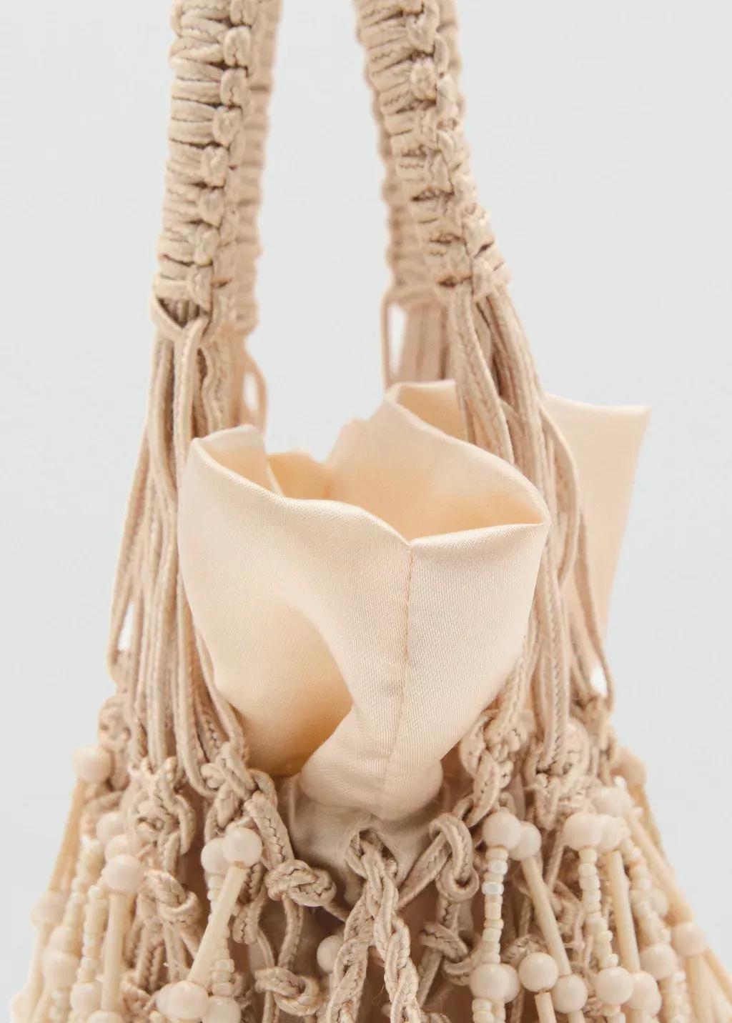 LIGHT BEIGE Beaded handbag, Light Beige, large image number 4