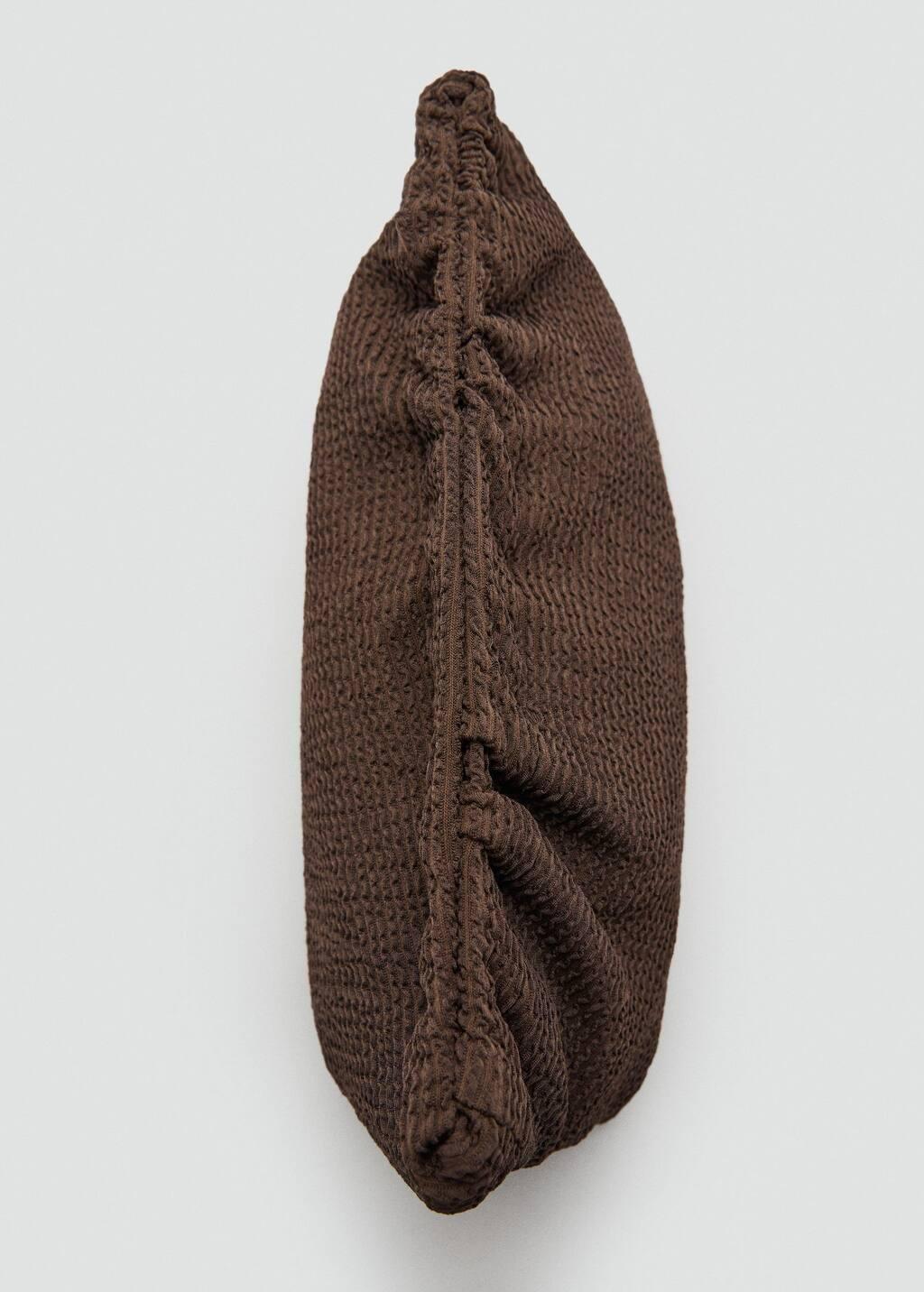 Brown Ribbed Toiletry Bag, Dark Brown, large image number 1