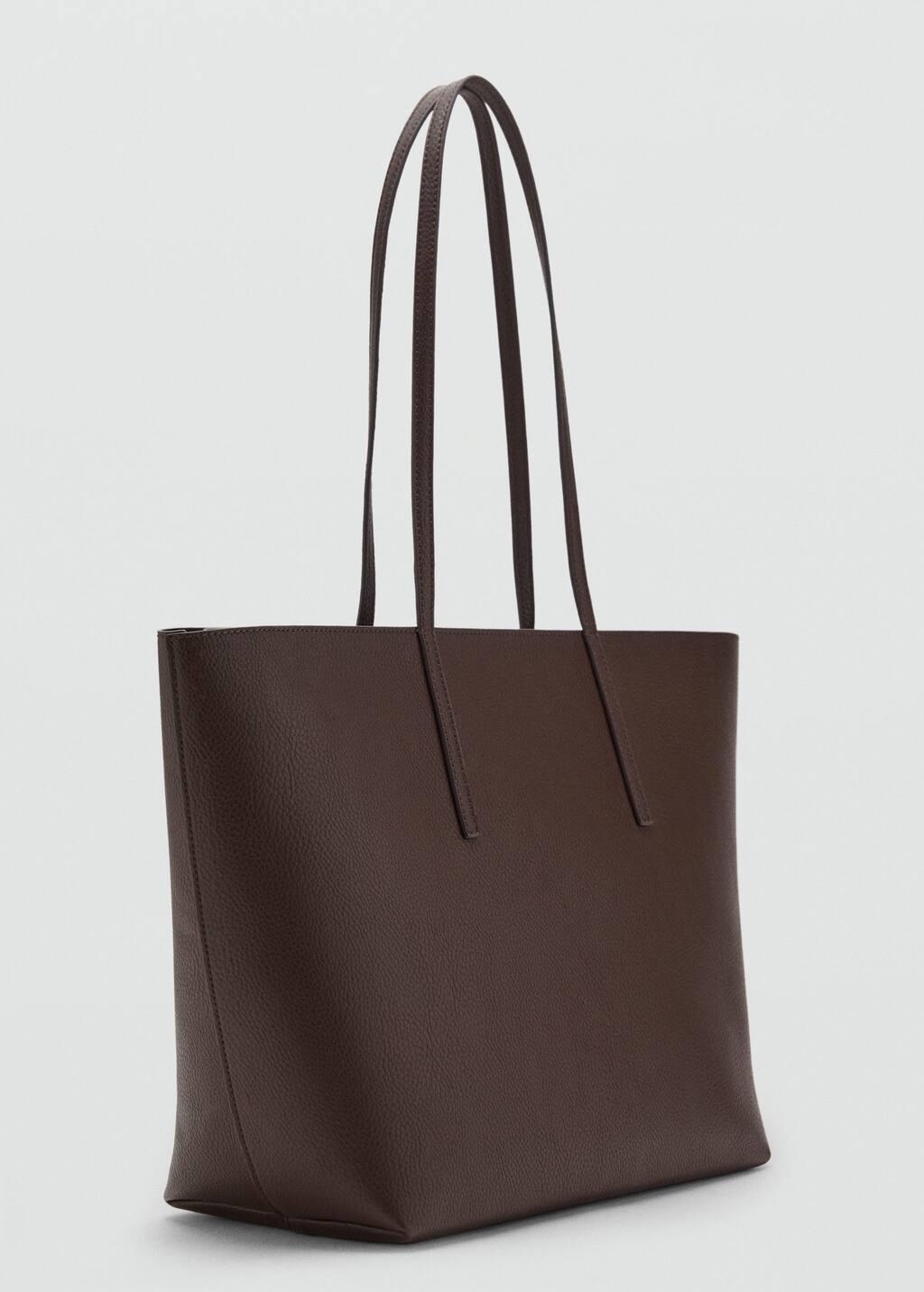 Brown Shopper bag with double handle, Dark Brown, medium