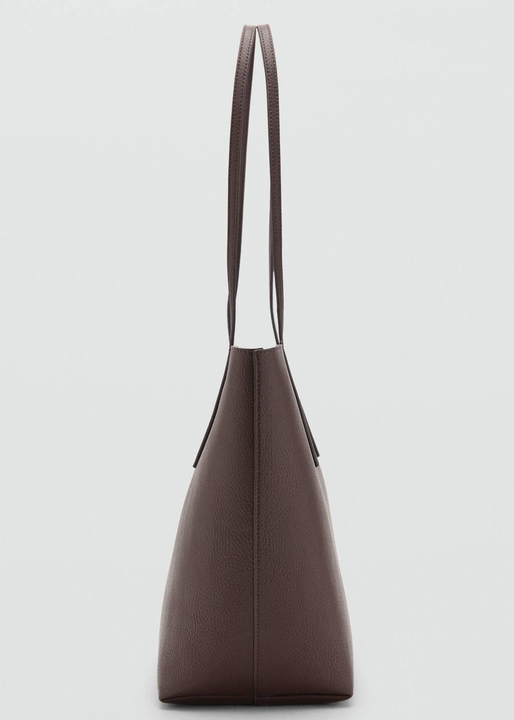 Brown Shopper bag with double handle, Dark Brown, medium