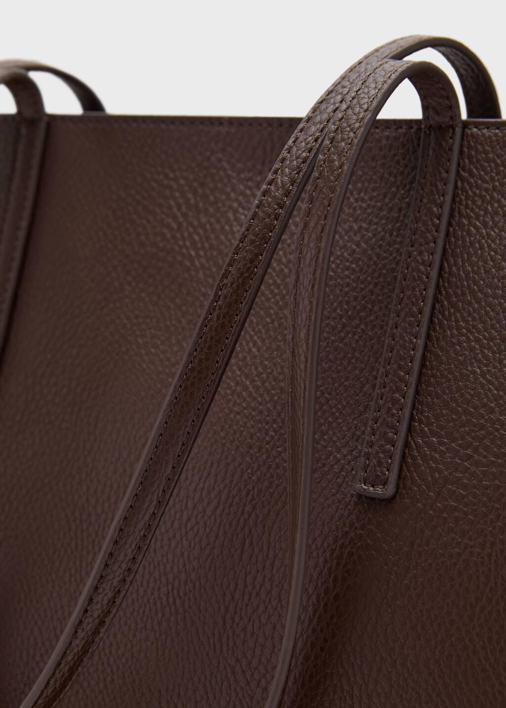 Brown Shopper bag with double handle, Dark Brown, large image number 2