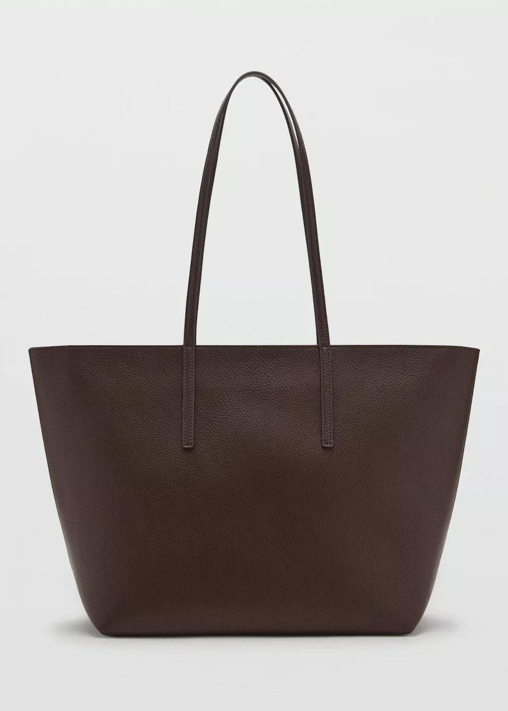 Brown Shopper bag with double handle, Dark Brown, large image number 3