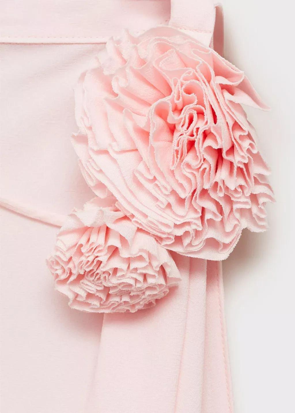 Pink Draped Blouse With Flower Detail, Light-Pastel Pink, large image number 4