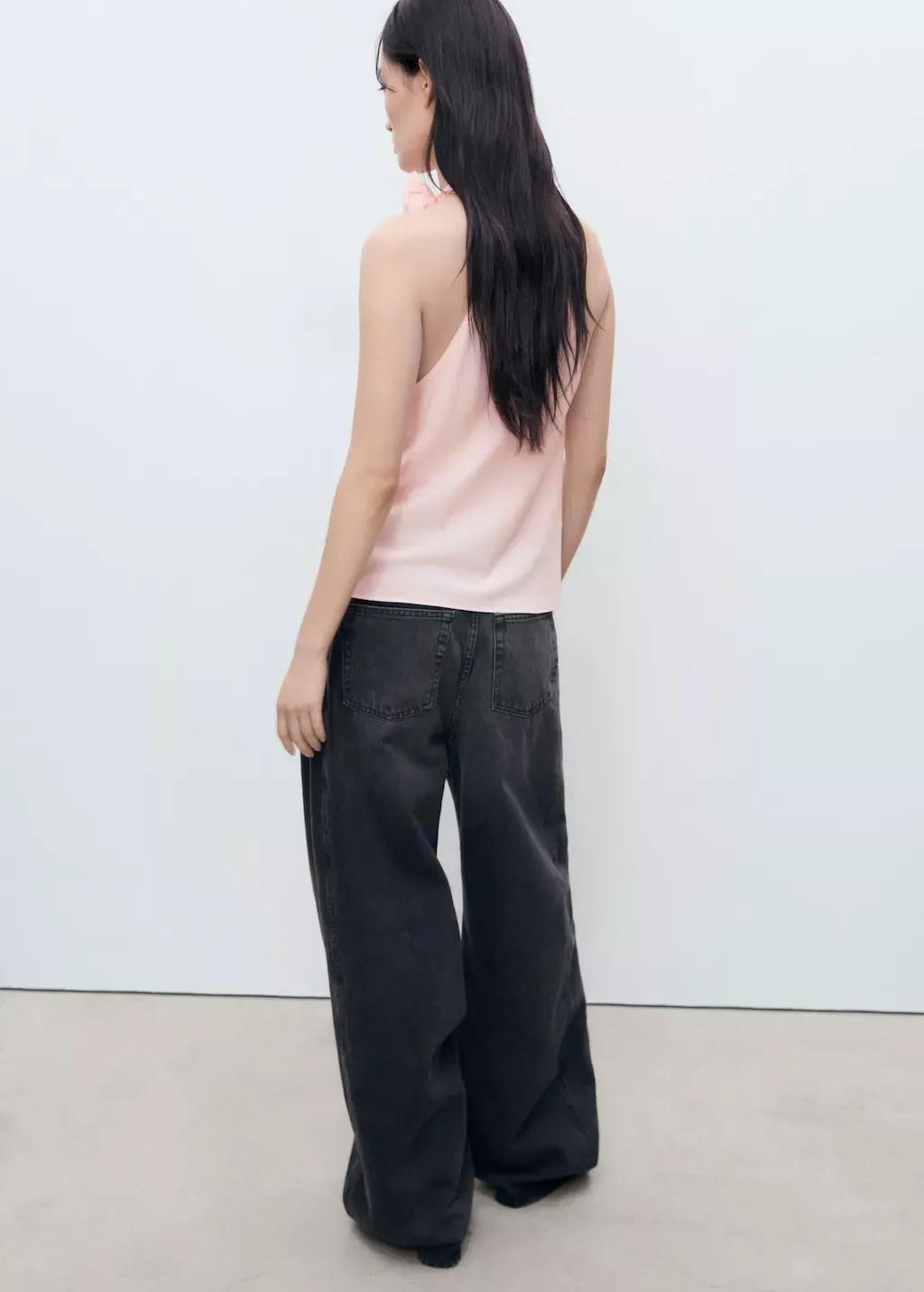 Pink Draped Blouse With Flower Detail, Light-Pastel Pink, large image number 5