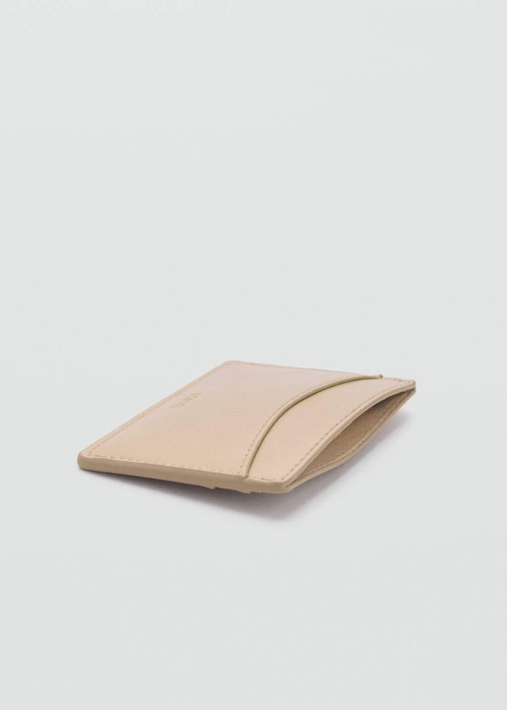 Beige Leather-Effect Card Holder, Light Beige, large image number 1
