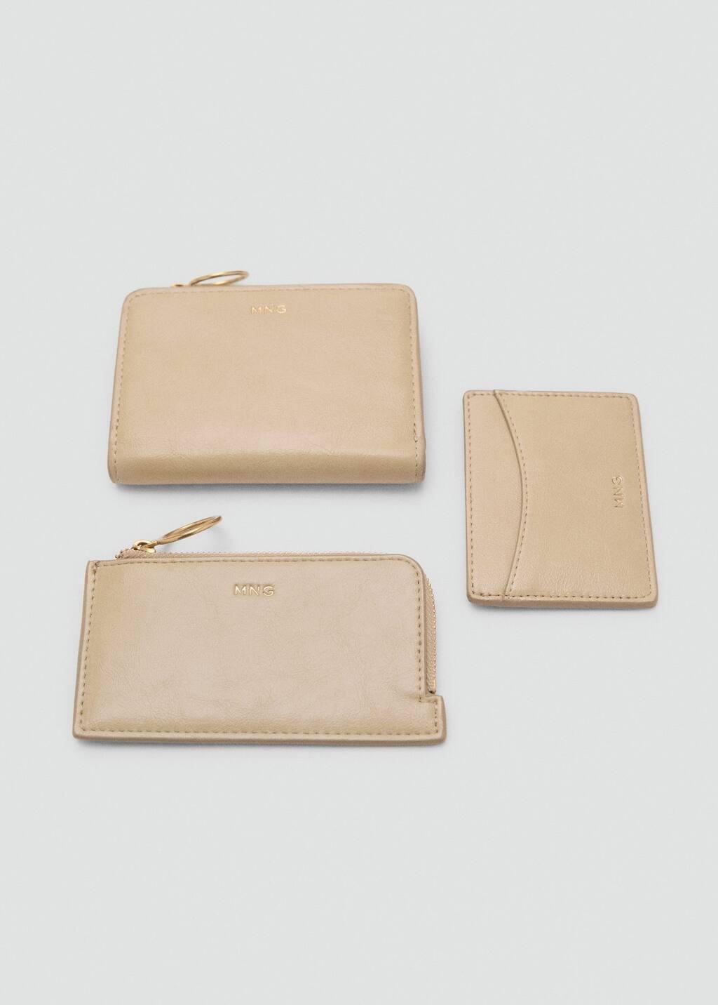Beige Leather-Effect Card Holder, Light Beige, large image number 4