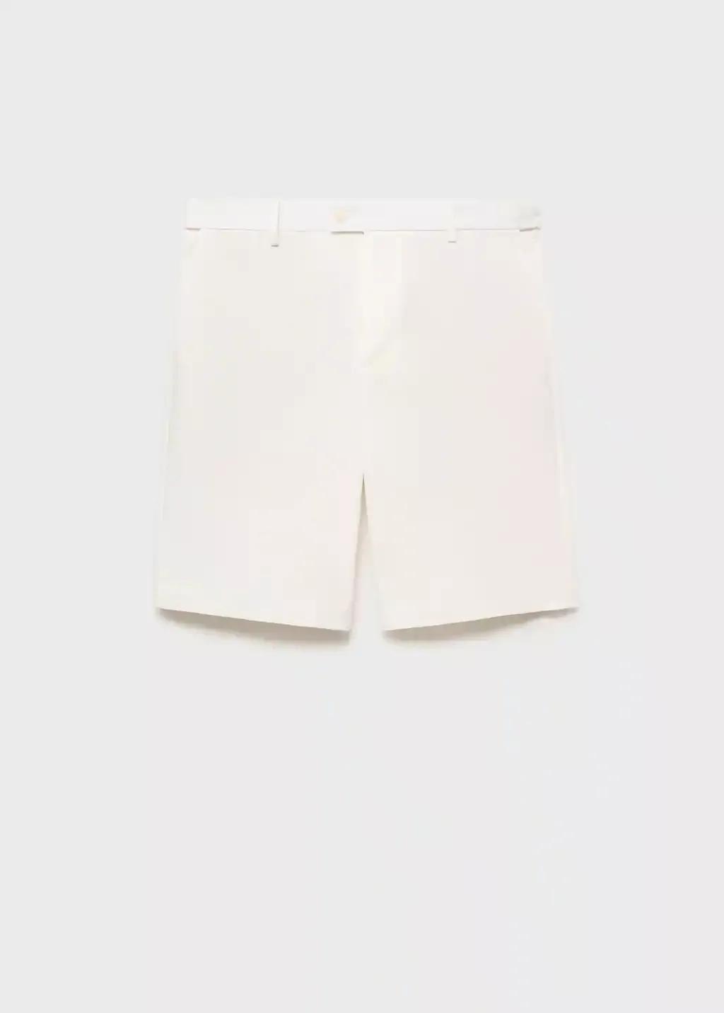 White Cotton Shorts, Natural White, large image number 3