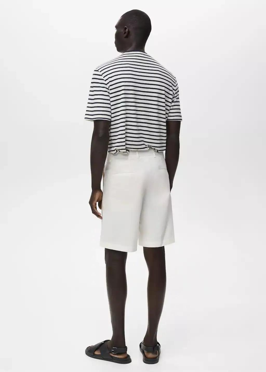 White Cotton Shorts, Natural White, large image number 6