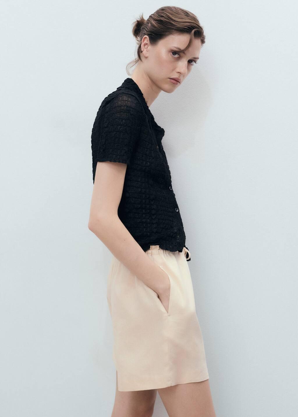 LIGHT BEIGE Straight-fit linen shorts with drawstring, Light Beige, large image number 2