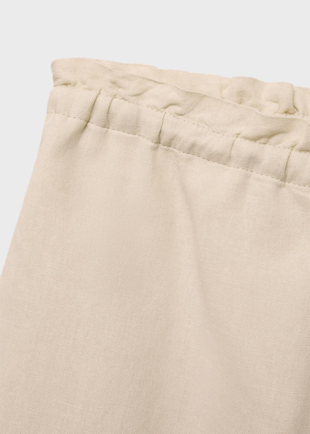LIGHT BEIGE Straight-fit linen shorts with drawstring, Light Beige, large image number 4