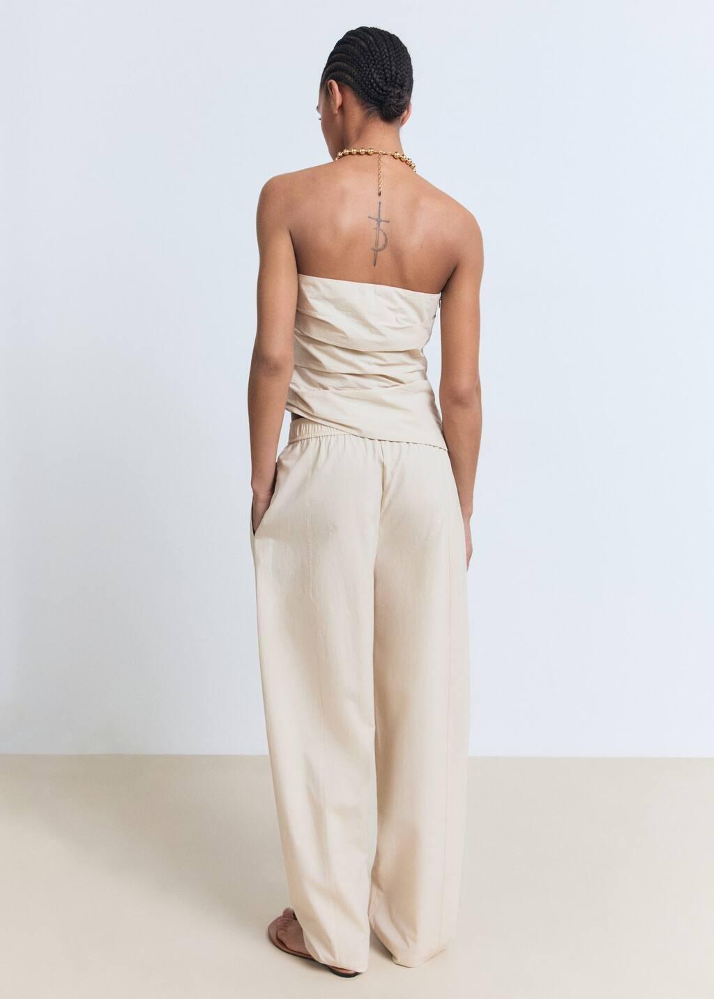 Beige Asymmetrical Strapless Top, , large image number 5