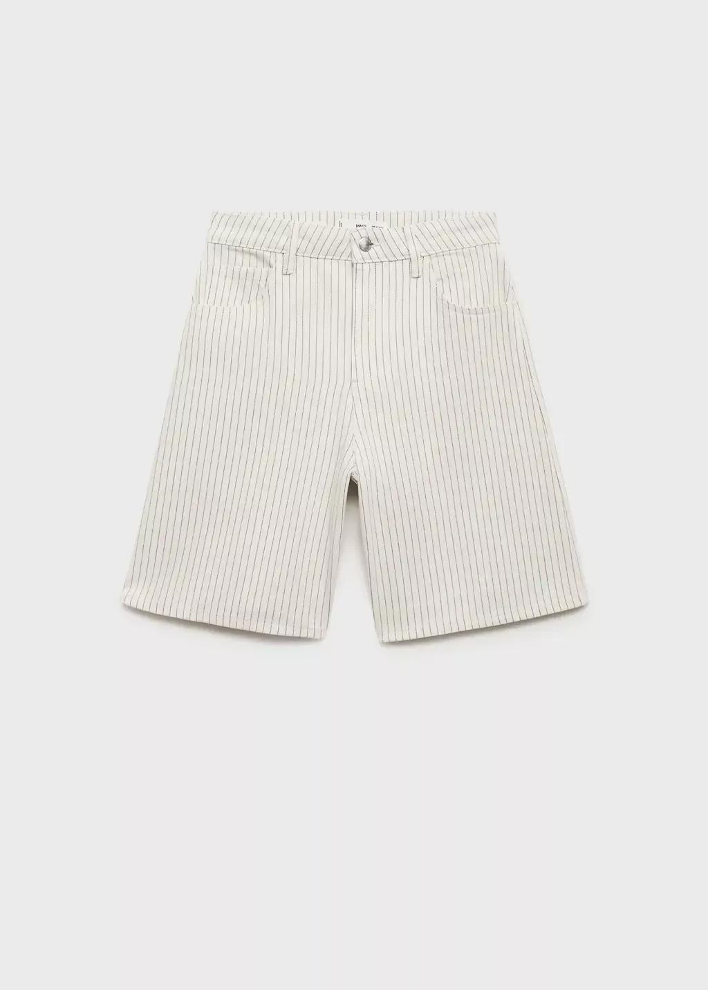 NATURAL WHITE High-waist straight-fit denim shorts, 0201_02, large image number 3