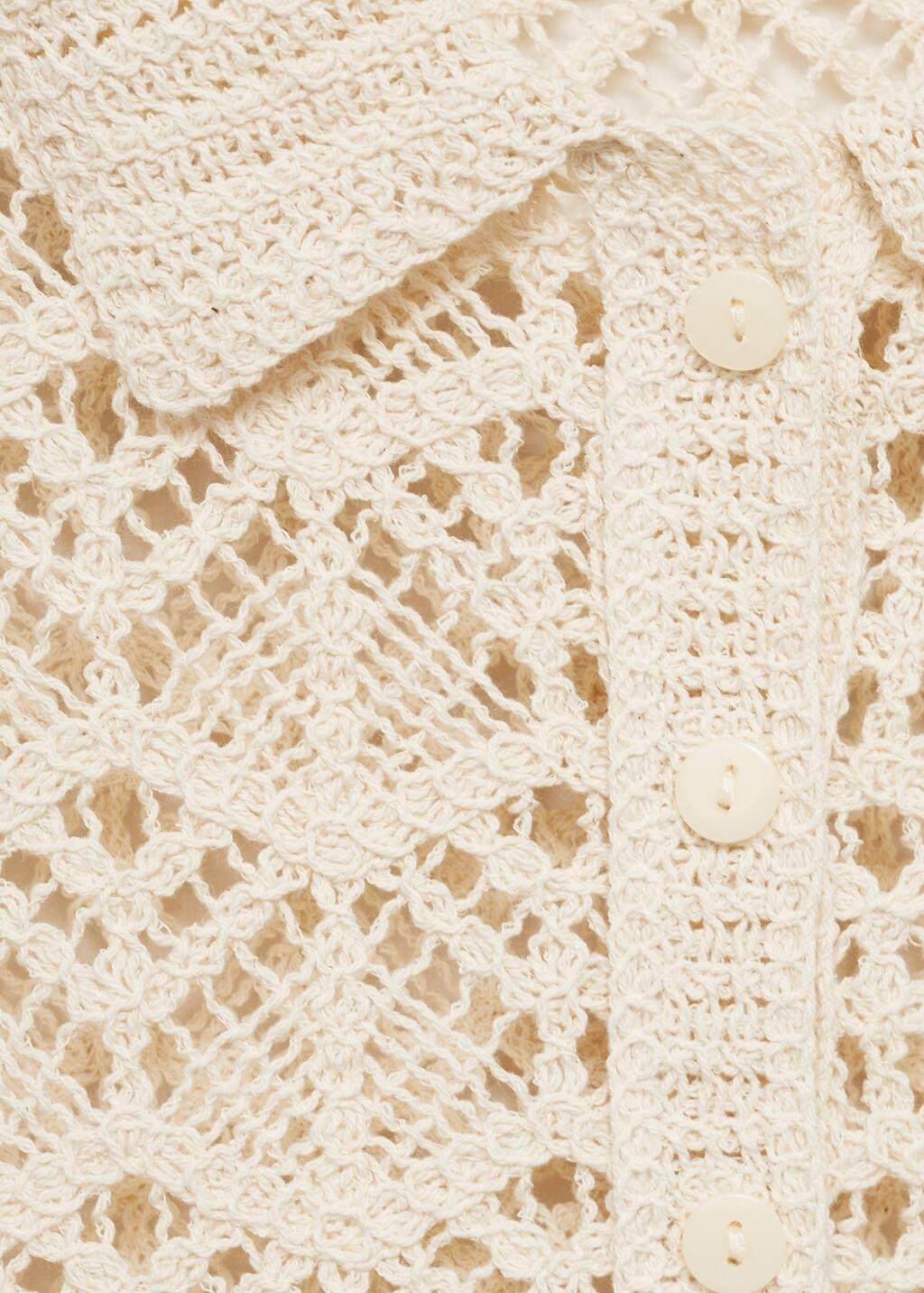 LIGHT BEIGE Short-sleeved crochet sweater, , large image number 4