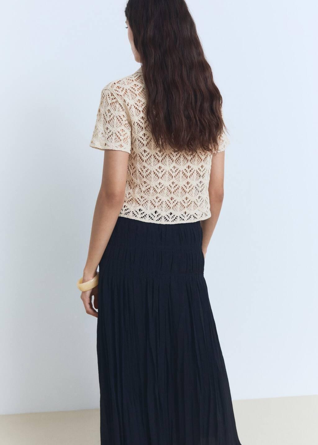 LIGHT BEIGE Short-sleeved crochet sweater, , large image number 5