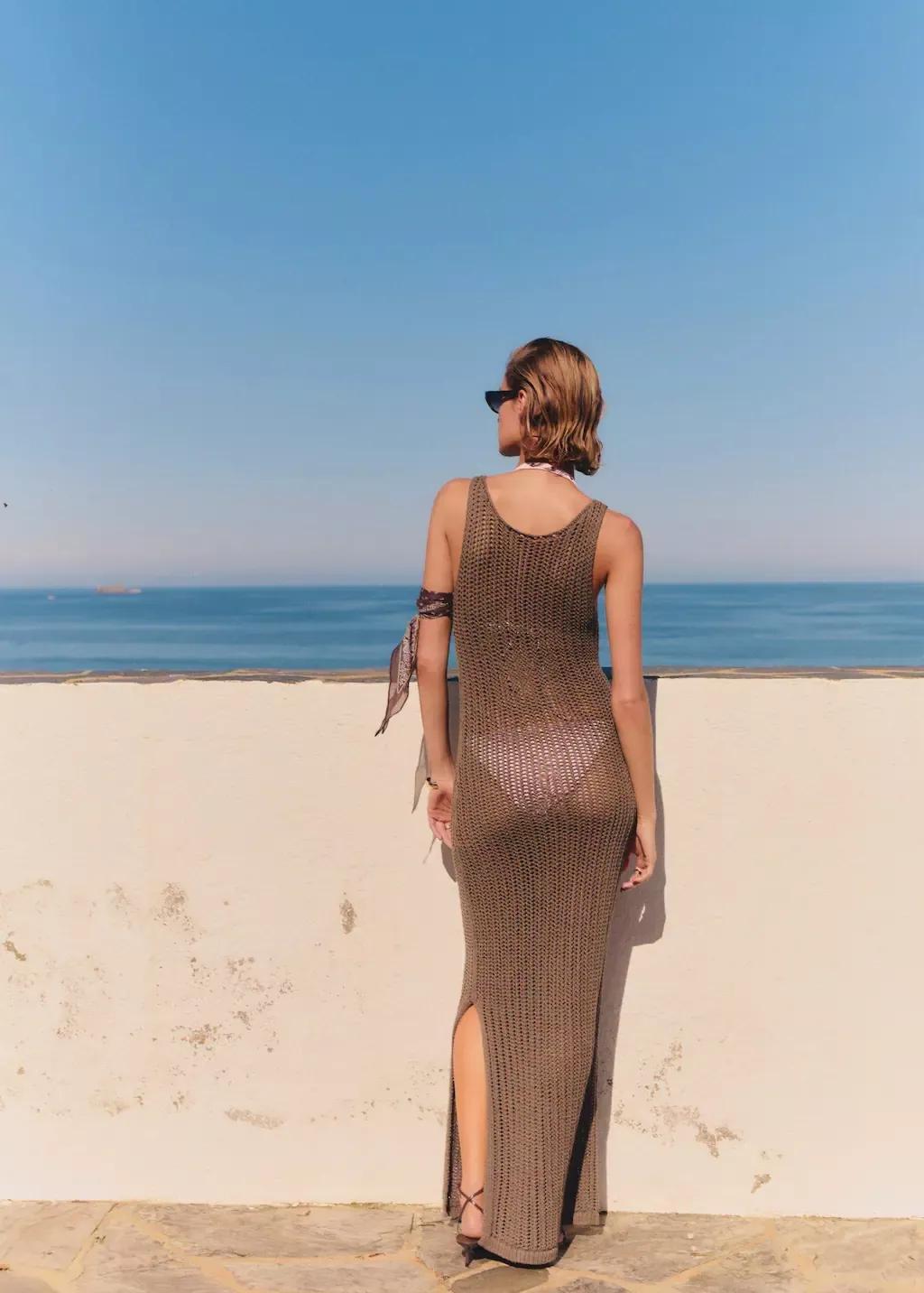 Brown Crochet Long Dress, , large image number 2