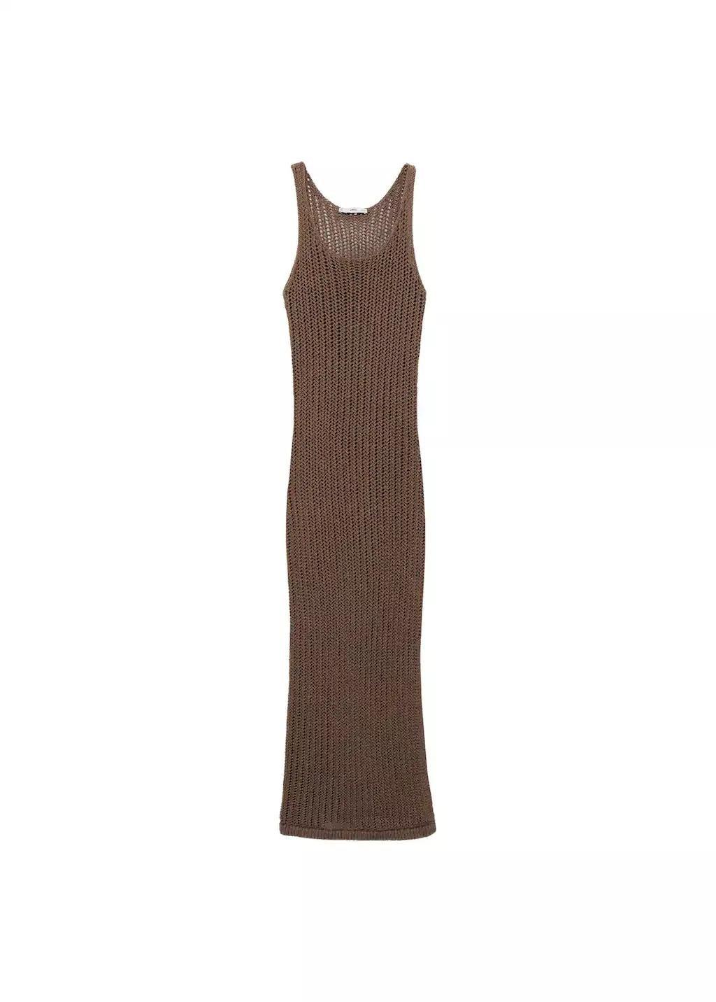 Brown Crochet Long Dress, , large image number 3