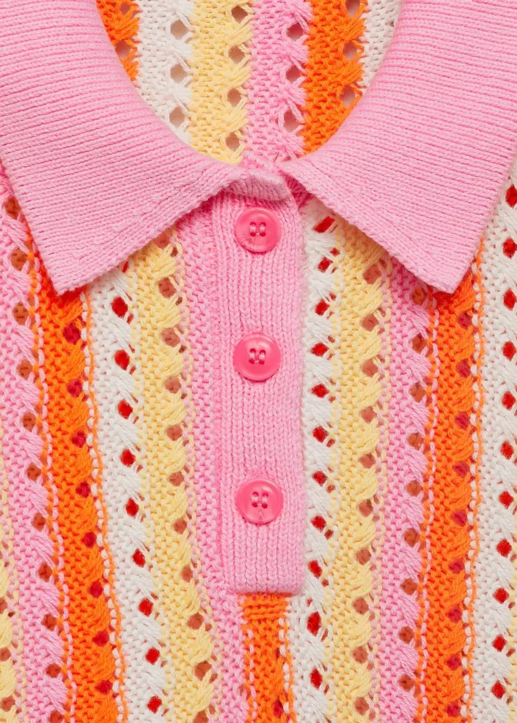 Pink Two-Tone Striped Crochet Sweater, , large image number 4