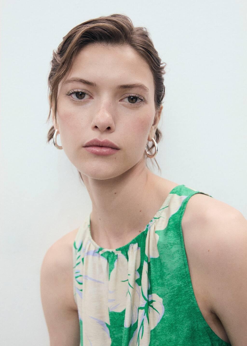 GREEN Belt printed jumpsuit, Green, medium