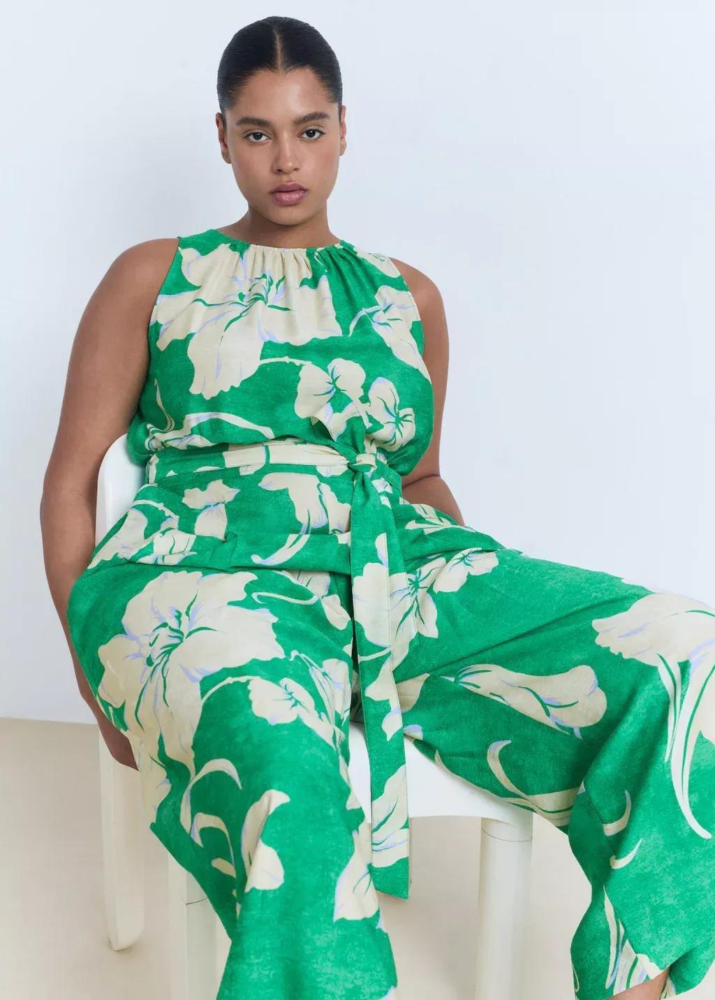 Green Belt Printed Jumpsuit, , large image number 5