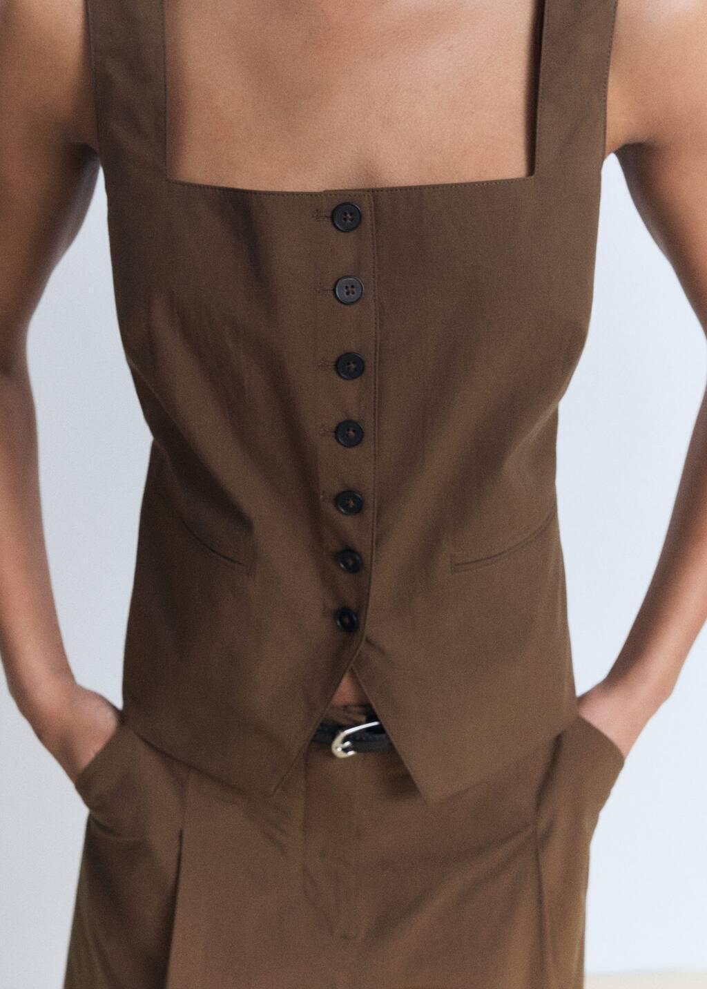 Brown Cotton Suit Waistcoat, , large image number 0